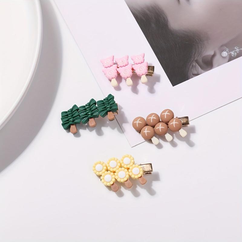 4pcs Cartoon Food Hair Clip Duck Billed Clip Side Bangs Accessory