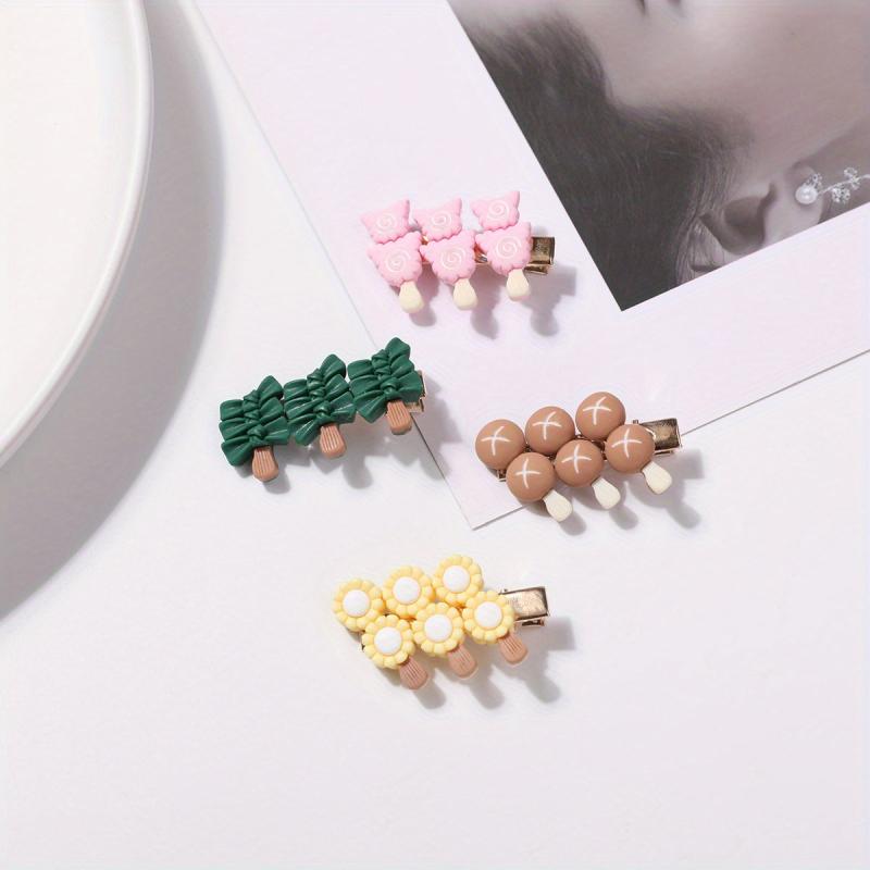 4pcs Cartoon Food Hair Clip Duck Billed Clip Side Bangs Accessory