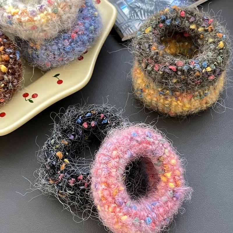 Knitted Plush Hair Ring Autumn Winter Elastic Headband Iridescent Scrunchies