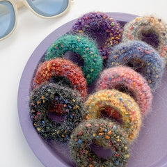 Knitted Plush Hair Ring Autumn Winter Elastic Headband Iridescent Scrunchies