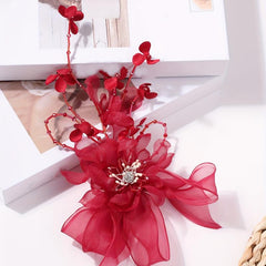 Red Flower Hair Clip for Women Girls
