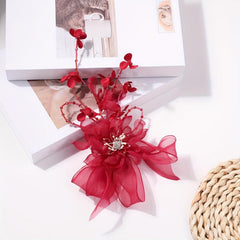 Red Flower Hair Clip for Women Girls