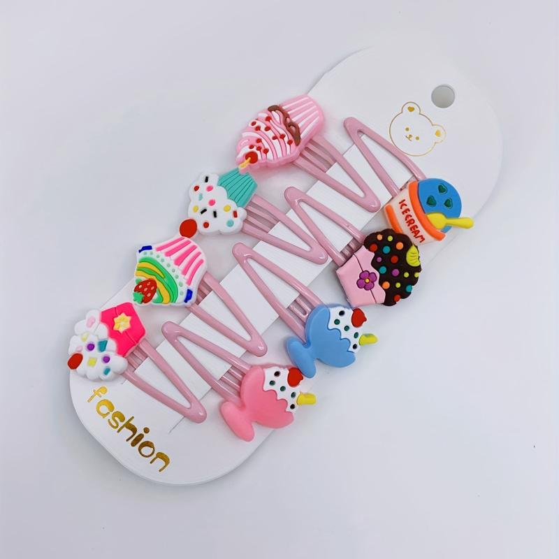16pcs Cartoon Ice Cream Hair Clip Snap Clip Y2K Hair Slides Clip Non Slip