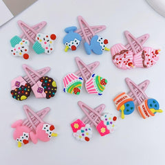 16pcs Cartoon Ice Cream Hair Clip Snap Clip Y2K Hair Slides Clip Non Slip