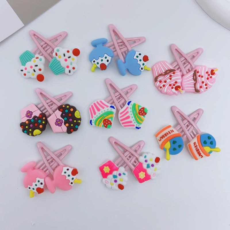 16pcs Cartoon Ice Cream Hair Clip Snap Clip Y2K Hair Slides Clip Non Slip