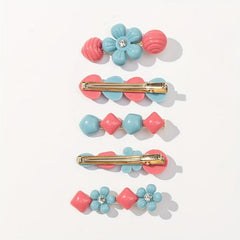 5pcs Pink Geometric Hair Clip for Women Girls