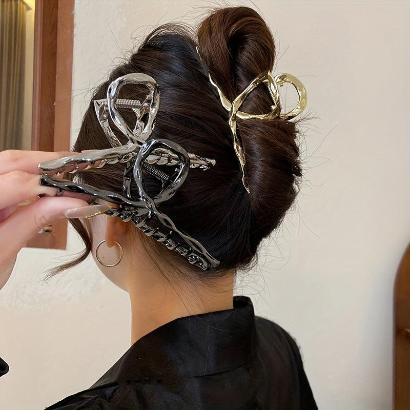 Metallic Hair Claw Clip Nonslip Ponytail Holder Shark Claw