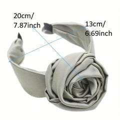 Wide Flower Headband Rose Hair Band Satin Hoop Sweet Accessories