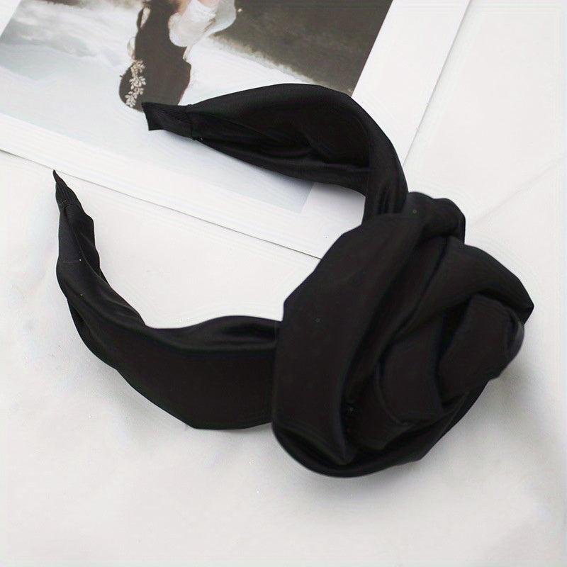 Wide Flower Headband Rose Hair Band Satin Hoop Sweet Accessories