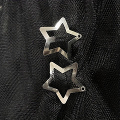10pcs Y2K Silvery Star Snap Clip Alloy Hair Clip Sweet Duck Billed Hair Clip