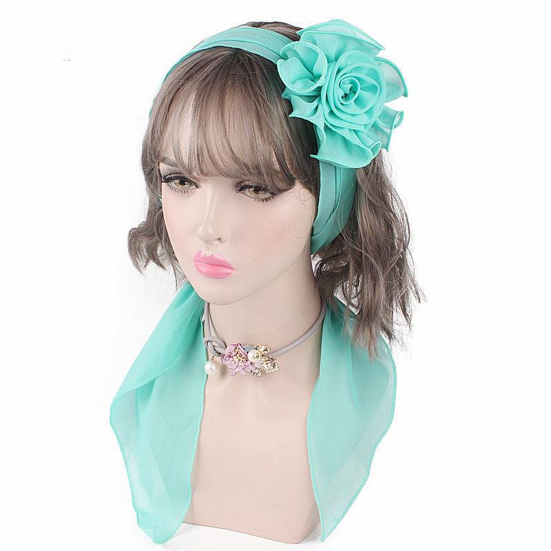 Women's Flower Streamer Hair Accessory Neck Scarf Headband
