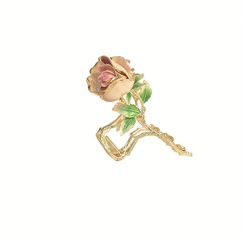 Alloy Pink Rose Hair Claw Clip Non-Slip Shark Claw