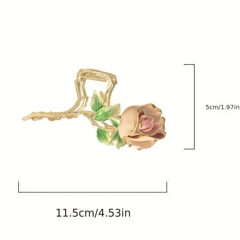 Alloy Pink Rose Hair Claw Clip Non-Slip Shark Claw
