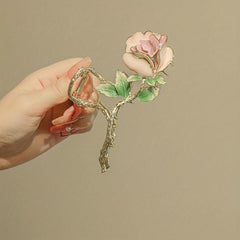 Alloy Pink Rose Hair Claw Clip Non-Slip Shark Claw