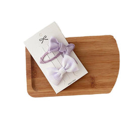 Baby Girls Soft Bow Hair Clip Purple Plaid Bowknot Snap Lip Duck Billed Clip