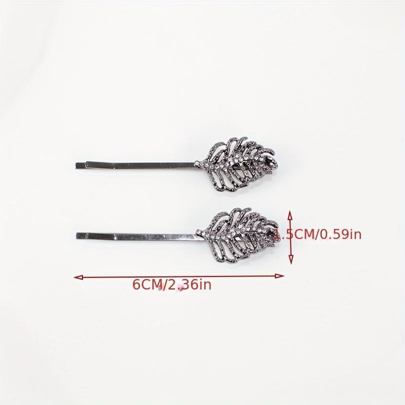 Leaf Rhinestone Hairpin Metal Hair Clip for Women Girls