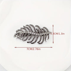 Leaf Rhinestone Hairpin Metal Hair Clip for Women Girls