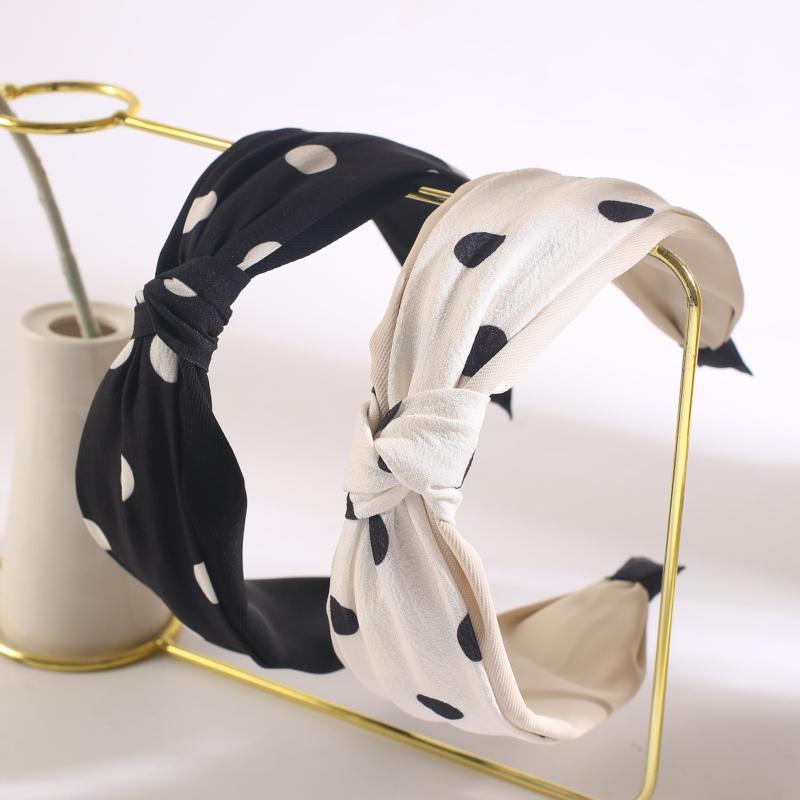 2pcs Polka Dot Headband Cross Knotted Hair Accessories