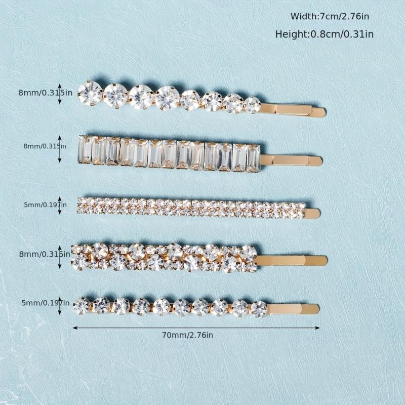 5PCS Rhinestone Hair Clip Head Ornament Bobby Pin