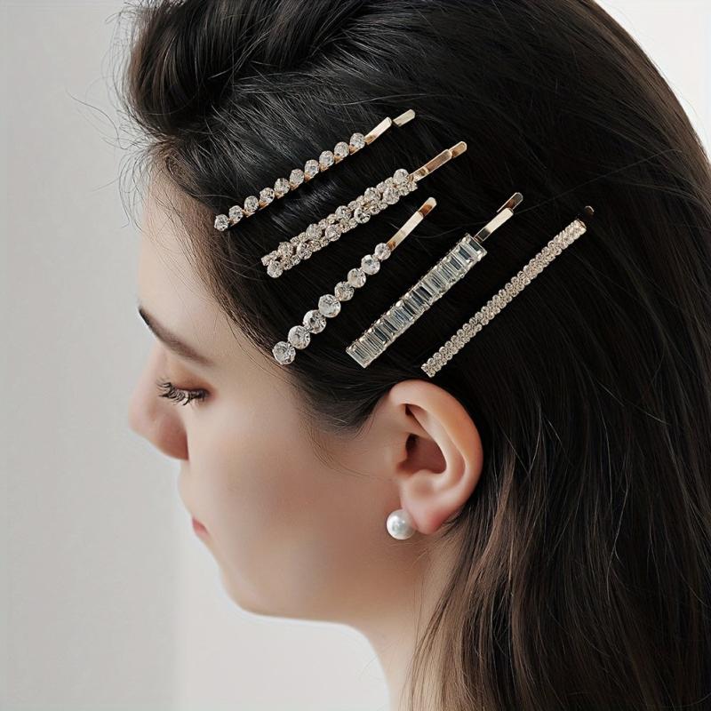 5PCS Rhinestone Hair Clip Head Ornament Bobby Pin