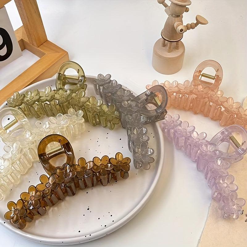 Jelly Flower Hair Claw Clip Nonslip Ponytail Holder