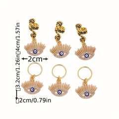 Evil Eye Tassel Hair Coil Ring Boho Style Hair Pin for Braids Dreadlock
