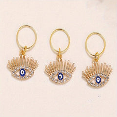 Evil Eye Tassel Hair Coil Ring Boho Style Hair Pin for Braids Dreadlock