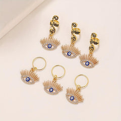 Evil Eye Tassel Hair Coil Ring Boho Style Hair Pin for Braids Dreadlock