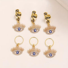 Evil Eye Tassel Hair Coil Ring Boho Style Hair Pin for Braids Dreadlock