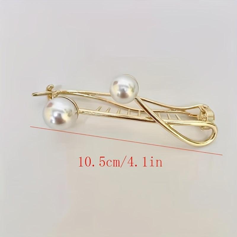 Metal Twist Hair Claw with Faux Pearl Head Jewelry