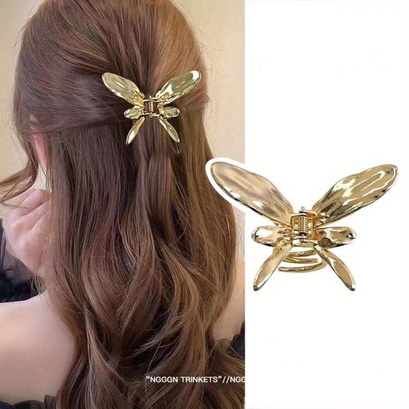 Alloy Butterfly Hair Claw Y2K Ponytail Holder