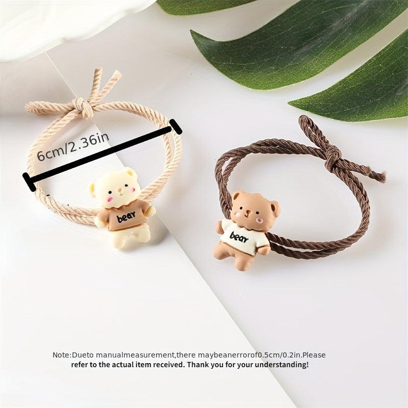 Cartoon Bear Decor Hair Tie Elastic Rubber Band Ponytail Holder Hair Accessories