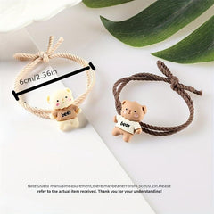 Cartoon Bear Decor Hair Tie Elastic Rubber Band Ponytail Holder Hair Accessories