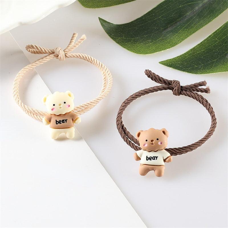 Cartoon Bear Decor Hair Tie Elastic Rubber Band Ponytail Holder Hair Accessories