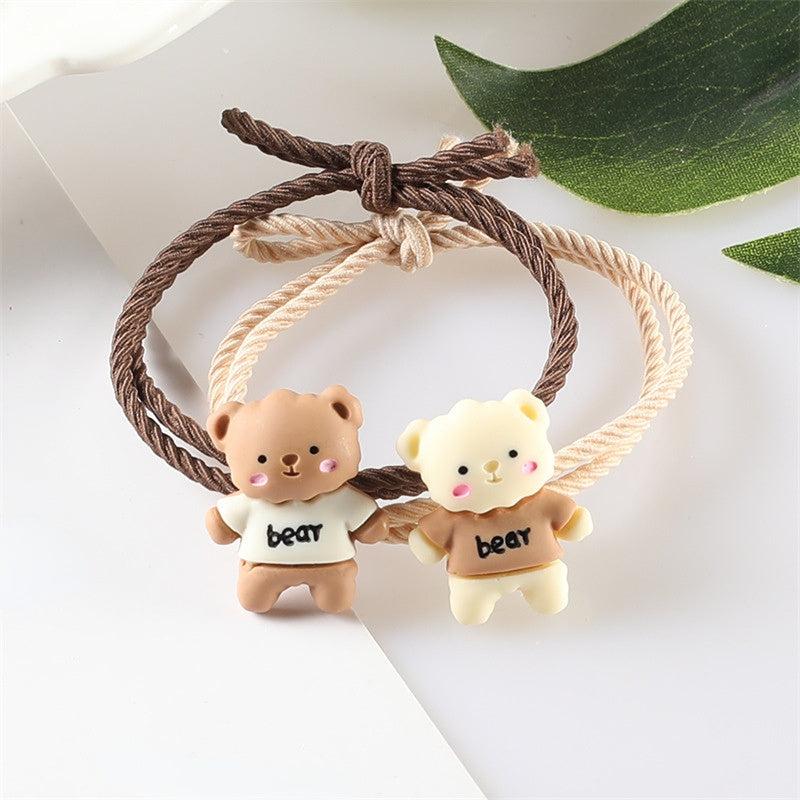 Cartoon Bear Decor Hair Tie Elastic Rubber Band Ponytail Holder Hair Accessories