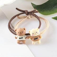 Cartoon Bear Decor Hair Tie Elastic Rubber Band Ponytail Holder Hair Accessories