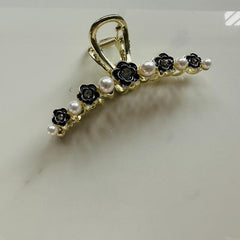 Faux Pearl Hair Claw Camellia Hair Claw Nonslip Ponytail Holder