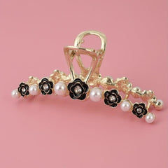 Faux Pearl Hair Claw Camellia Hair Claw Nonslip Ponytail Holder