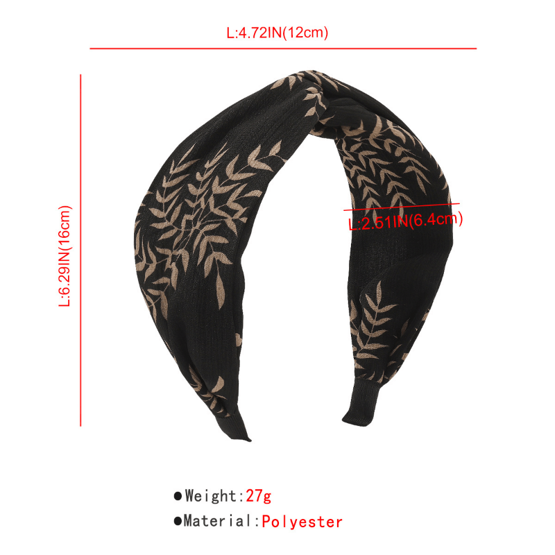 Plant Printed Fabric Headband Cross Knot Hair Hoop Hair Ornament