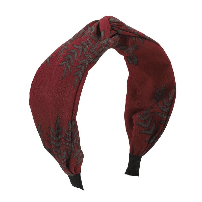 Plant Printed Fabric Headband Cross Knot Hair Hoop Hair Ornament
