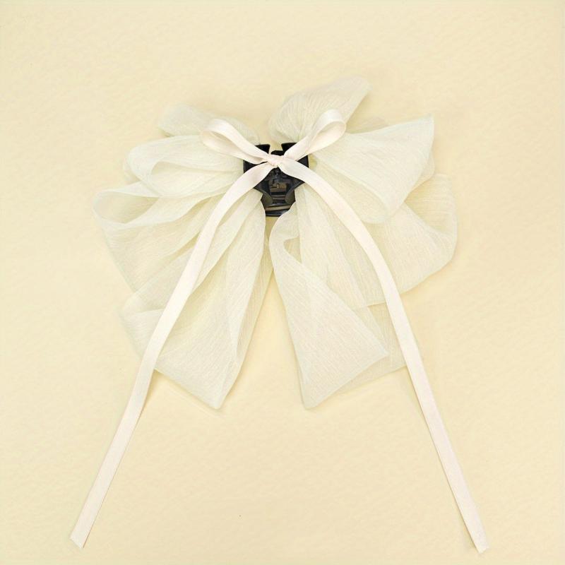 Large Mesh Bow Hair Claw Clip Ribbon Sweet Hair Claw Clip Ponytail Holder