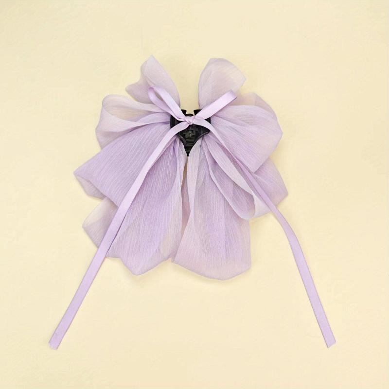 Large Mesh Bow Hair Claw Clip Ribbon Sweet Hair Claw Clip Ponytail Holder