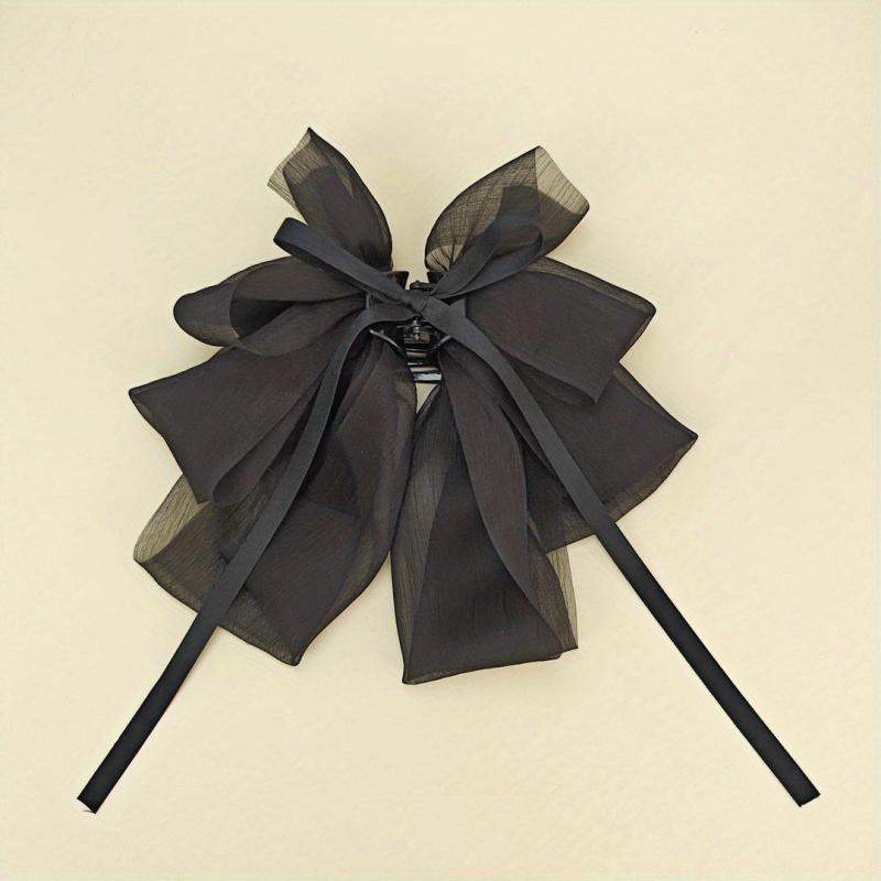 Large Mesh Bow Hair Claw Clip Ribbon Sweet Hair Claw Clip Ponytail Holder