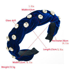 Rhinestone Velvet Braided Headband Wide Brim Headdress Hair Acces
