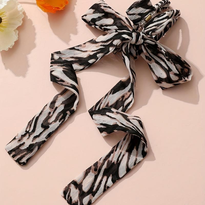 Leopard Bow Hair Claw Nonslip Ponytail Holder