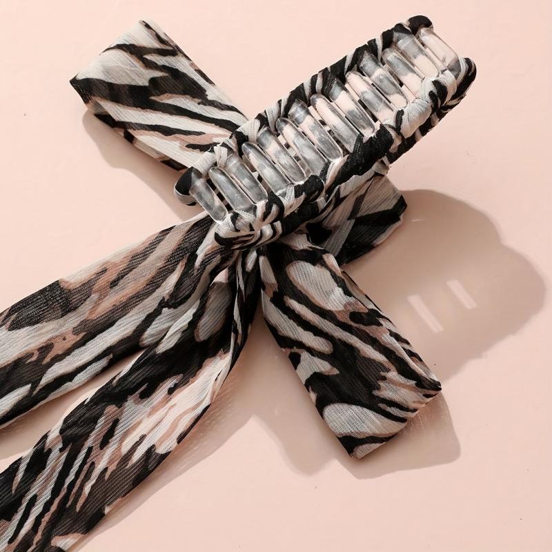 Leopard Bow Hair Claw Nonslip Ponytail Holder