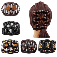 Retro Magic Hair Comb Elastic Beaded Hair Clips Styling Comb For Women Girls