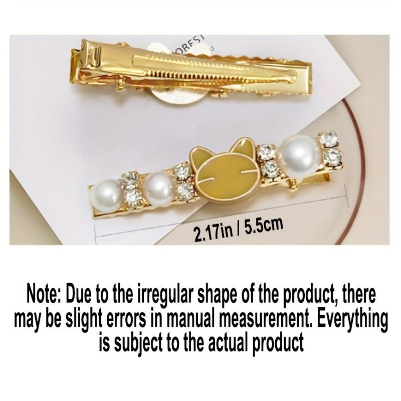 Sweet Hair Clip Faux Pearl Rhinestone Duck Billed Clip