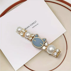 Sweet Hair Clip Faux Pearl Rhinestone Duck Billed Clip