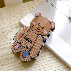 Cartoon Bear Decor Hair Claw Clip Acrylic Hair Claw Nonslip Ponytail Holder